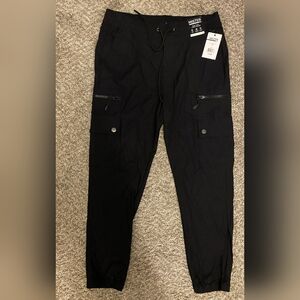 Mister NYC Flex-Twill Slim Fit Black Fashion Desolation Cargo Jogger Size L